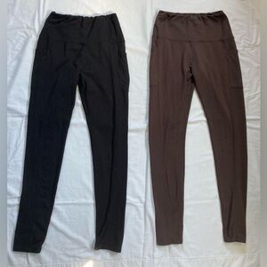 Black and Brown Fleece Lined Leggings Set